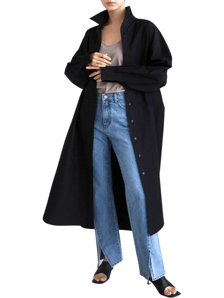 Women's Long Side Split Lapel Blouse -, Blouse , Drestiny , Australia, Black, Blouses, Casual Shirts, Dress Shirts, FR, Long Sleeves, New Zealand, Sky Blue, United Kingdom, United States, White , Drestiny , www.shopdrestiny.com