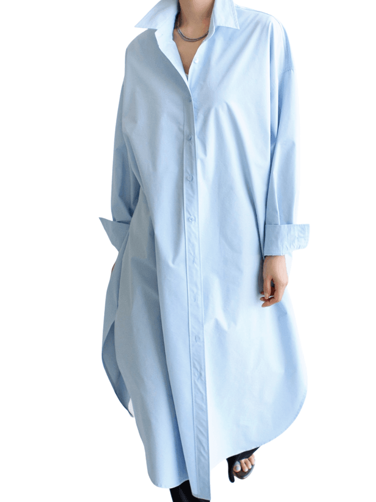 Women's Long Side Split Lapel Blouse -, Blouse , Drestiny , Australia, Black, Blouses, Casual Shirts, Dress Shirts, FR, Long Sleeves, New Zealand, Sky Blue, United Kingdom, United States, White , Drestiny , www.shopdrestiny.com