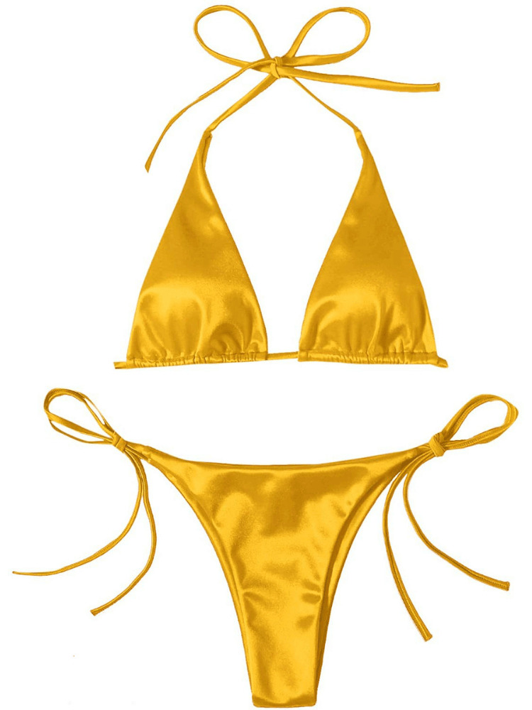 Women's Metallic Halter Top Two-Piece Bikini - 12 Colors! -, Swimwear , Drestiny , Australia, Bikinis, Black, Canada, Gender_Women, Gold, Green, L, Light Pink, M, Neon Green, New Zealand, Pink, Purple, Red, Royal Blue, S, United Kingdom, United States, Wine Red, Yellow , Drestiny , www.shopdrestiny.com