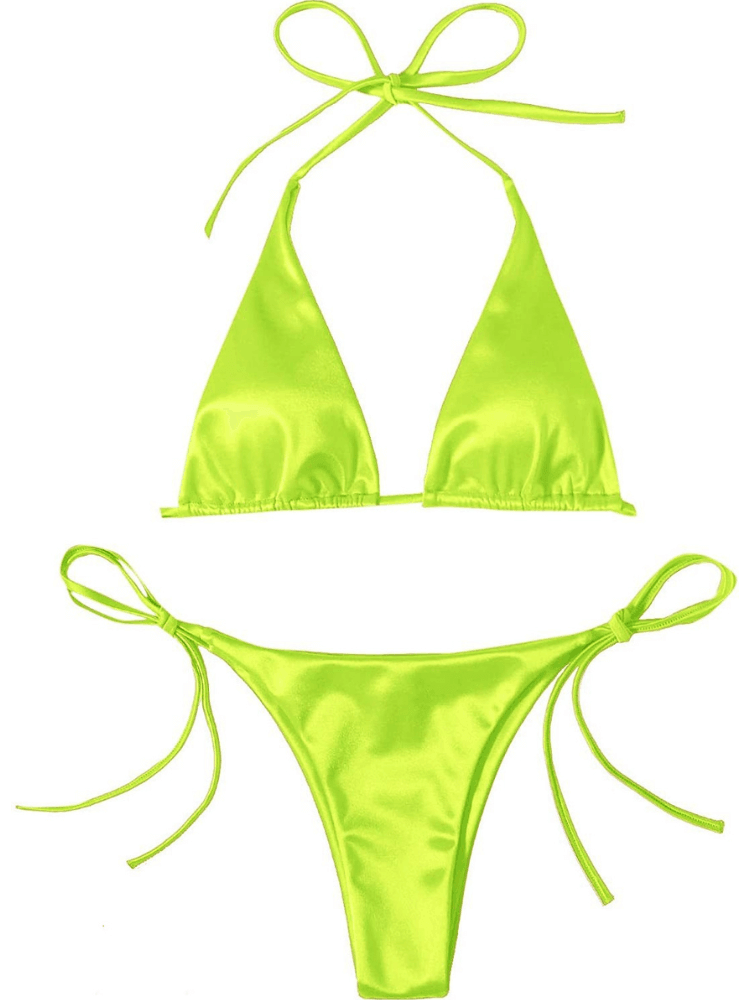 Women's Metallic Halter Top Two-Piece Bikini - 12 Colors! -, Swimwear , Drestiny , Australia, Bikinis, Black, Canada, Gender_Women, Gold, Green, L, Light Pink, M, Neon Green, New Zealand, Pink, Purple, Red, Royal Blue, S, United Kingdom, United States, Wine Red, Yellow , Drestiny , www.shopdrestiny.com