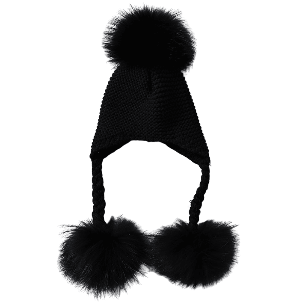 Baby Hat with Three Real Fur Pompoms -, Hats , Drestiny , Australia, Canada, Hats, New Zealand, United Kingdom, United States , Drestiny , www.shopdrestiny.com