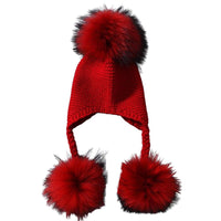 Thumbnail for Baby Hat with Three Real Fur Pompoms -, Hats , Drestiny , Australia, Canada, Hats, New Zealand, United Kingdom, United States , Drestiny , www.shopdrestiny.com