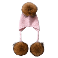 Thumbnail for Baby Hat with Three Real Fur Pompoms -, Hats , Drestiny , Australia, Canada, Hats, New Zealand, United Kingdom, United States , Drestiny , www.shopdrestiny.com