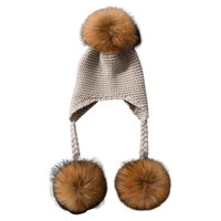 Thumbnail for Baby Hat with Three Real Fur Pompoms -, Hats , Drestiny , Australia, Canada, Hats, New Zealand, United Kingdom, United States , Drestiny , www.shopdrestiny.com