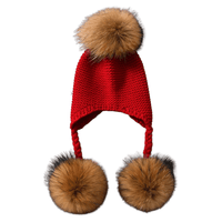 Thumbnail for Baby Hat with Three Real Fur Pompoms -, Hats , Drestiny , Australia, Canada, Hats, New Zealand, United Kingdom, United States , Drestiny , www.shopdrestiny.com