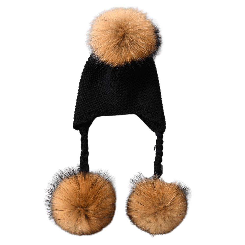 Baby Hat with Three Real Fur Pompoms -, Hats , Drestiny , Australia, Canada, Hats, New Zealand, United Kingdom, United States , Drestiny , www.shopdrestiny.com