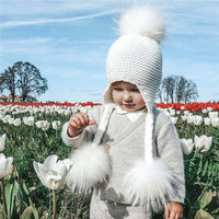 Thumbnail for Baby Hat with Three Real Fur Pompoms -, Hats , Drestiny , Australia, Canada, Hats, New Zealand, United Kingdom, United States , Drestiny , www.shopdrestiny.com