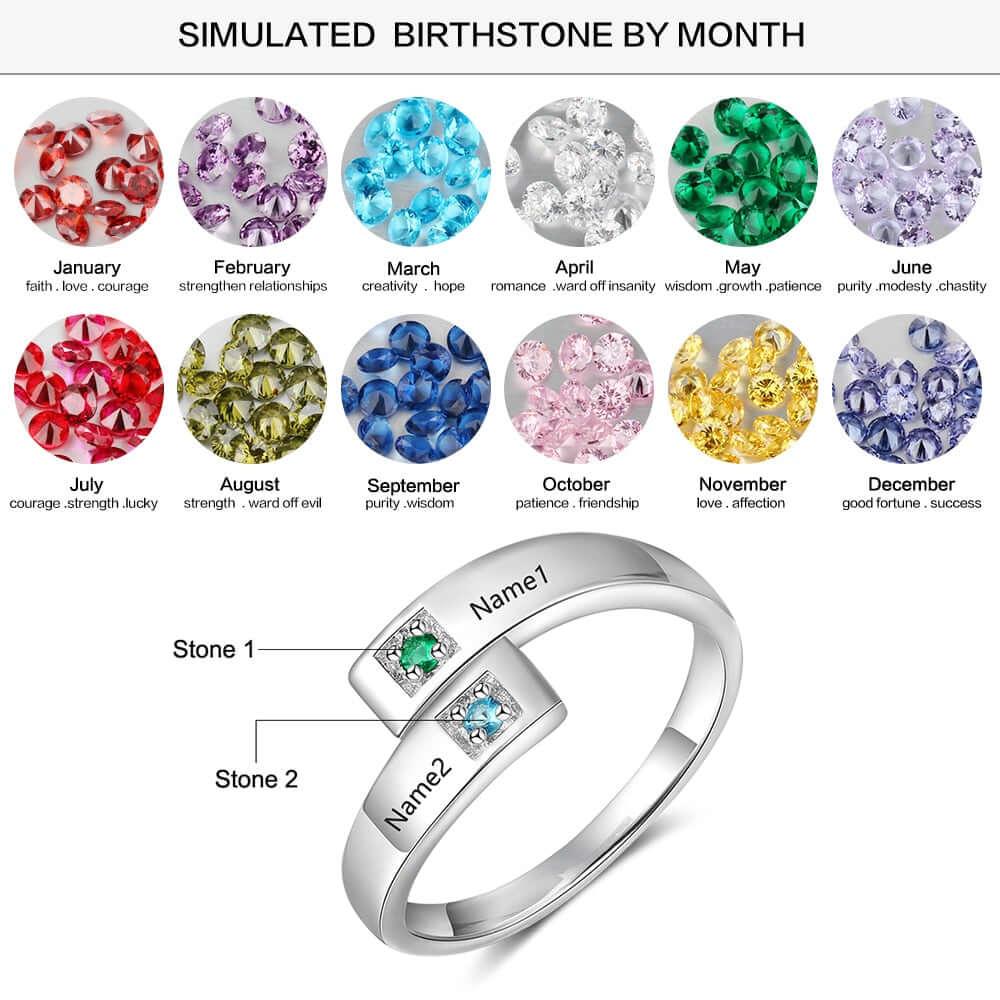 Birthstone Custom Ring for Couples or BFFs -, Rings , Drestiny , Australia, Canada, Gender_Women, New Zealand, Rings, Silver, United Kingdom, United States , Drestiny , www.shopdrestiny.com