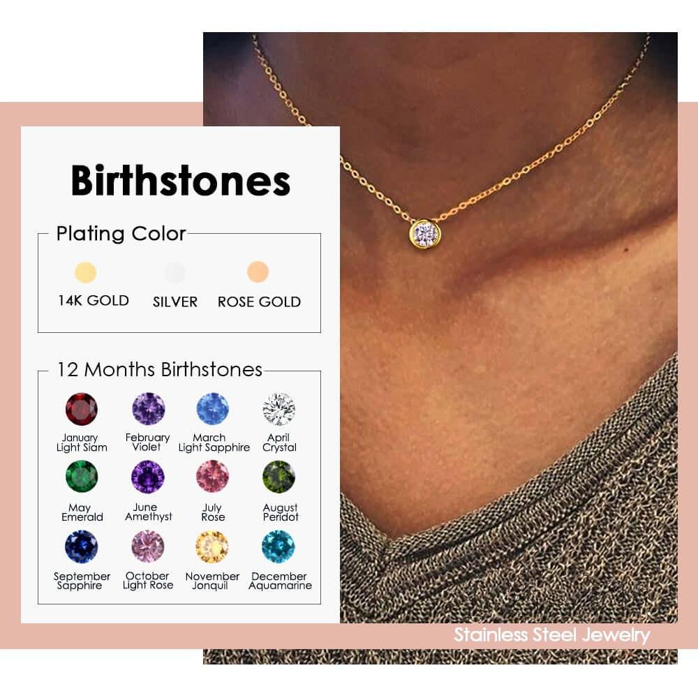 Classic Stainless Steel Birthstone Necklace -, Necklaces , Drestiny , Australia, Canada, Gender_Women, Necklaces, New Zealand, United Kingdom, United States , Drestiny , www.shopdrestiny.com