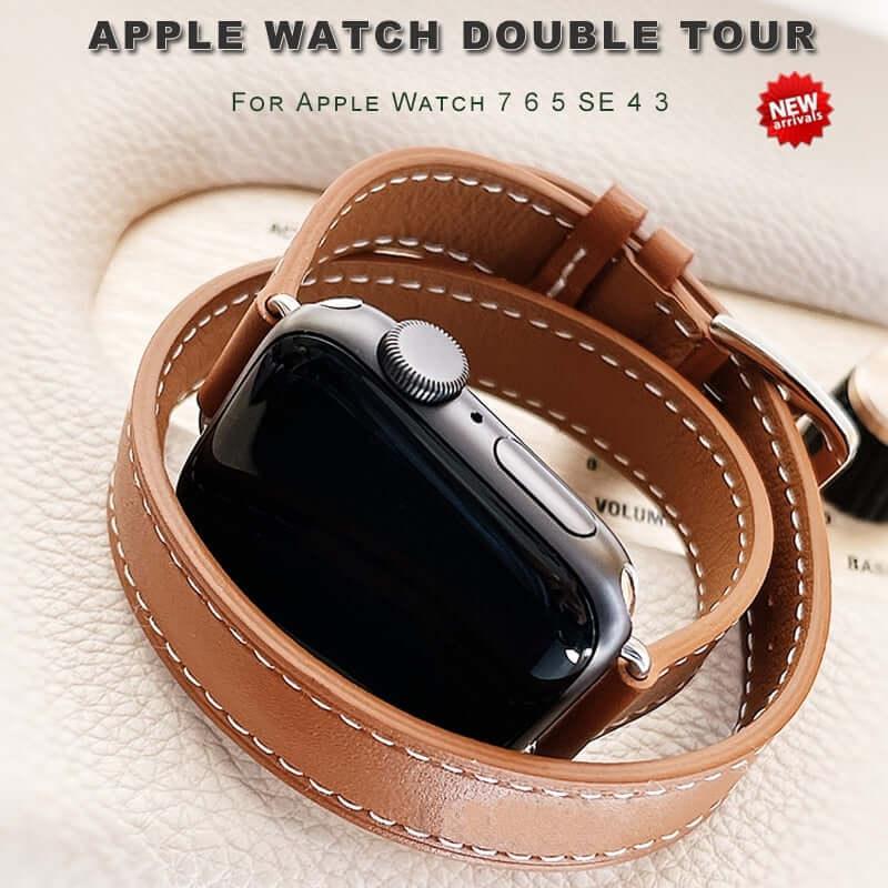 Double Tour Leather Strap Apple Watch -, Watch Bands , Drestiny , Australia, Black, Blue Grey, Brown, Canada, Coffee, Dark Blue, Dark Green, Deep Pink, Gender_Men, Gender_Women, Grey, New Zealand, Orange, Purple, Sky Blue, United Kingdom, United States, Watch Bands, White, Wine Red, Yellow , Drestiny , www.shopdrestiny.com