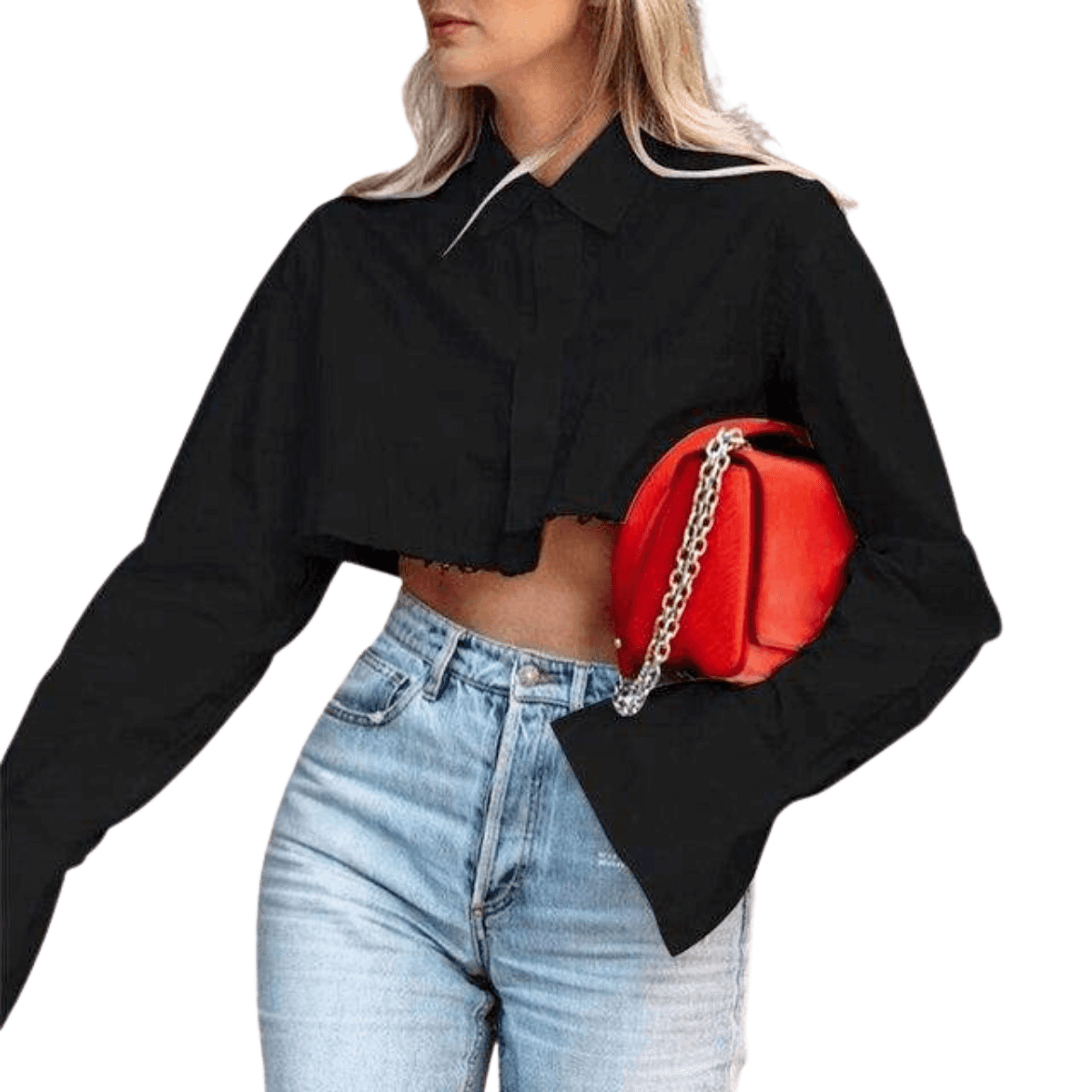 Women's Long Sleeve Lapel Collar Blouse -, Blouse , Drestiny , Australia, Black, Blouses, Canada, Crop Tops, Gender_Women, L, Long Sleeves, M, New Zealand, S, United Kingdom, United States, White , Drestiny , www.shopdrestiny.com