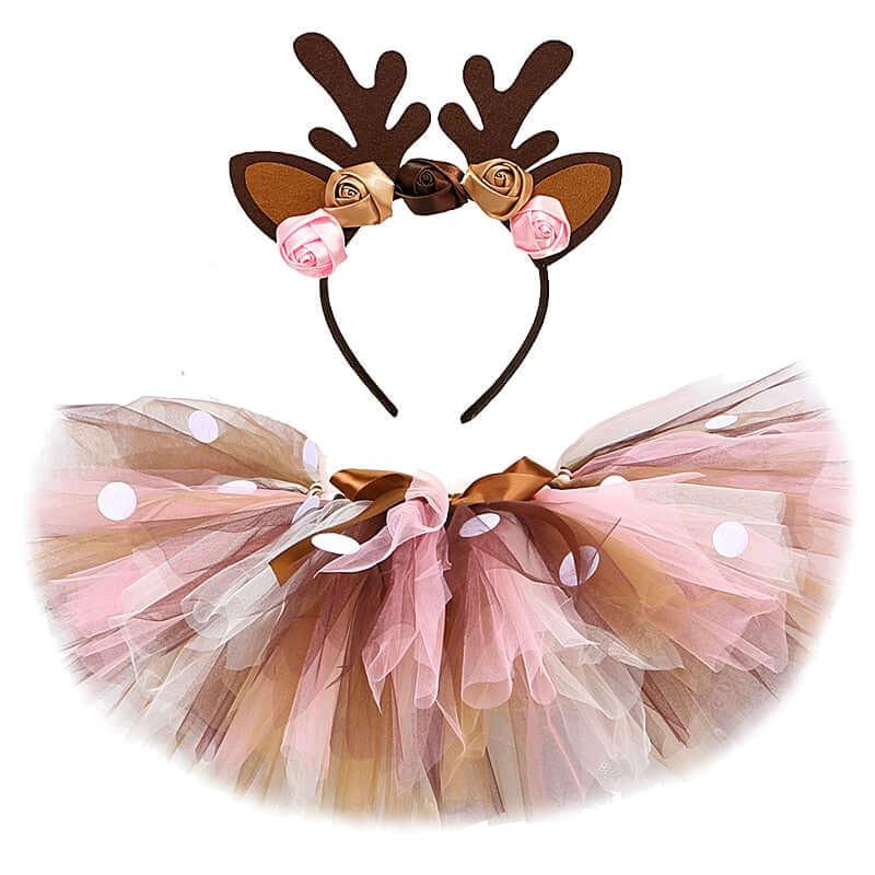 Girls Reindeer Tutu Skirt + Headband -, Sets , Drestiny , 10T, 11T, 12M, 12T, 13T, 14T, 18M, 2T, 3M, 3T, 4T, 5T, 6M, 6T, 7T, 8T, 9M, 9T, Australia, Canada, Girls, New Zealand, Skirt Sets, TD, United Kingdom, United States , Drestiny , www.shopdrestiny.com