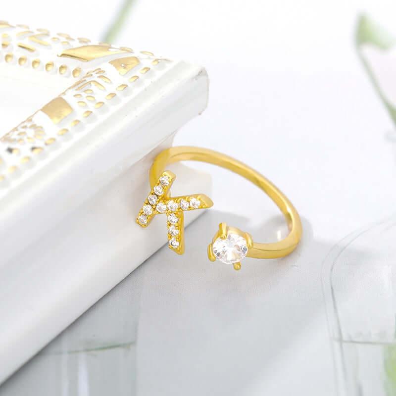 Initial A-Z Letter Rings For Women -, Rings , Drestiny , Australia, Canada, Gender_Women, Gold, New Zealand, United Kingdom, United States , Drestiny , www.shopdrestiny.com