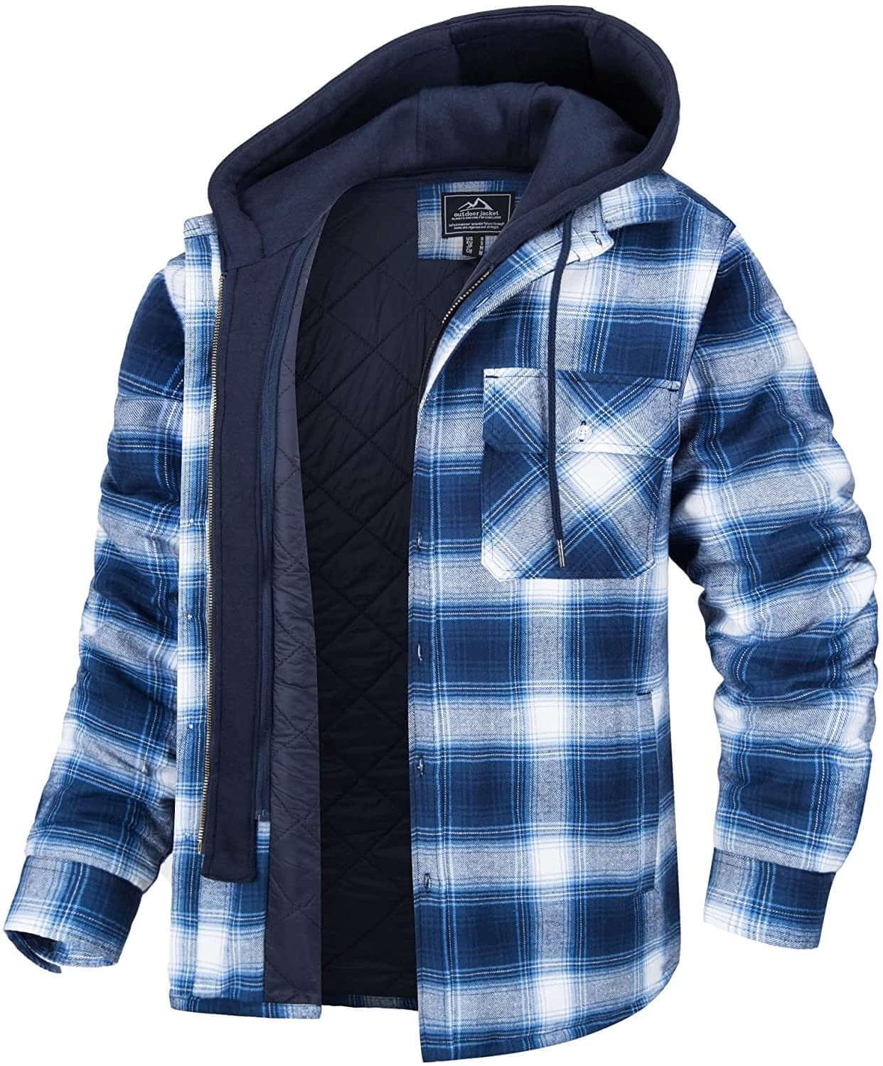 Men's Hooded Flannel Jacket -, Jacket , Drestiny , 4XL, Australia, Black, Blue, Brown, Coats, Grey, Jackets, L, M, Navy, Red, United Kingdom, United States, White, XL, XXL, XXXL , Drestiny , www.shopdrestiny.com