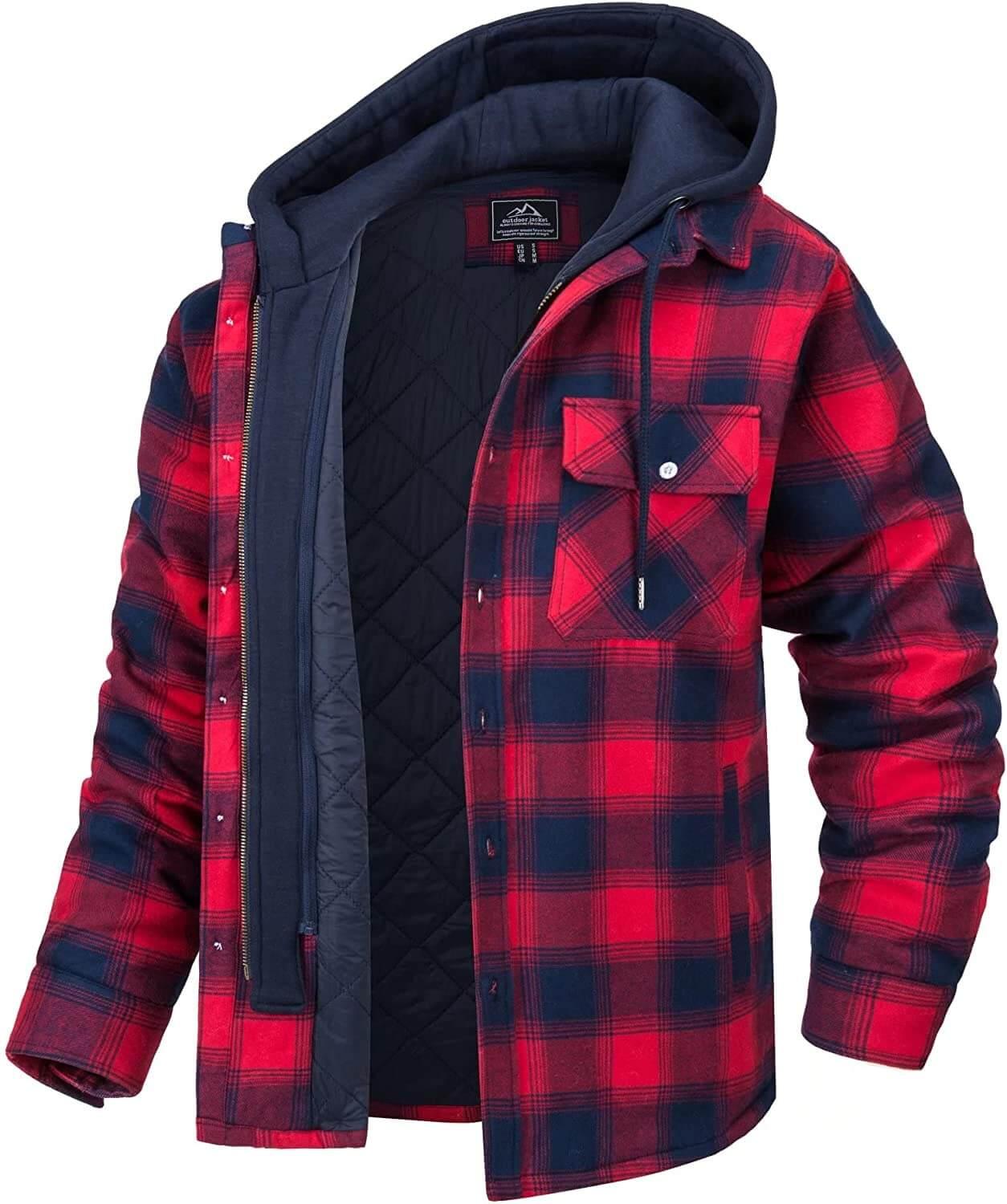 Men's Hooded Flannel Jacket -, Jacket , Drestiny , 4XL, Australia, Black, Blue, Brown, Coats, Grey, Jackets, L, M, Navy, Red, United Kingdom, United States, White, XL, XXL, XXXL , Drestiny , www.shopdrestiny.com