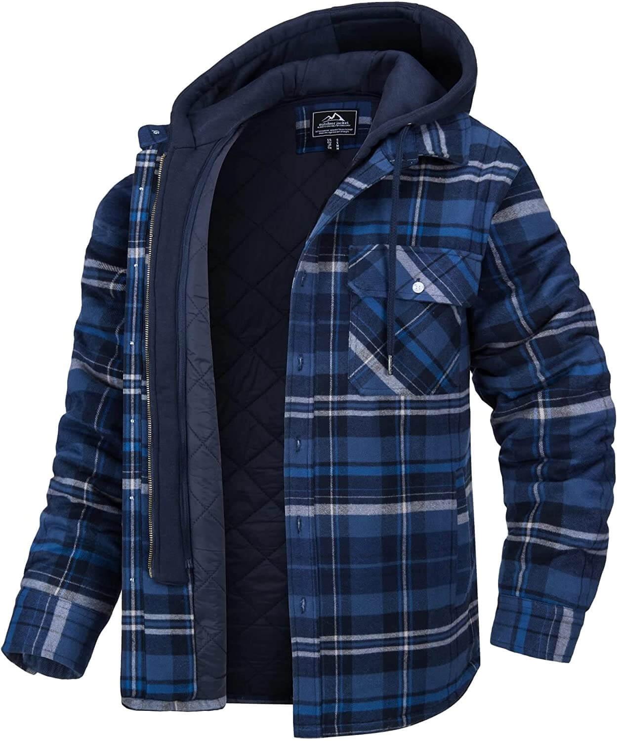 Men's Hooded Flannel Jacket -, Jacket , Drestiny , 4XL, Australia, Black, Blue, Brown, Coats, Grey, Jackets, L, M, Navy, Red, United Kingdom, United States, White, XL, XXL, XXXL , Drestiny , www.shopdrestiny.com