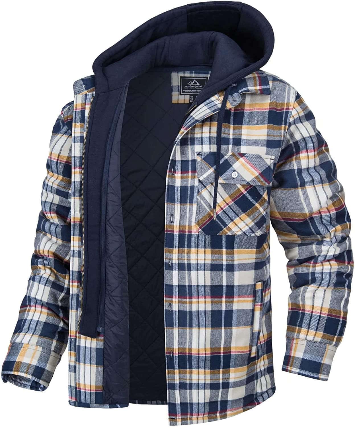 Men's Hooded Flannel Jacket -, Jacket , Drestiny , 4XL, Australia, Black, Blue, Brown, Coats, Grey, Jackets, L, M, Navy, Red, United Kingdom, United States, White, XL, XXL, XXXL , Drestiny , www.shopdrestiny.com