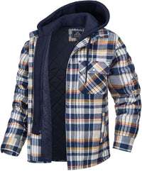 Thumbnail for Men's Hooded Flannel Jacket -, Jacket , Drestiny , 4XL, Australia, Black, Blue, Brown, Coats, Grey, Jackets, L, M, Navy, Red, United Kingdom, United States, White, XL, XXL, XXXL , Drestiny , www.shopdrestiny.com