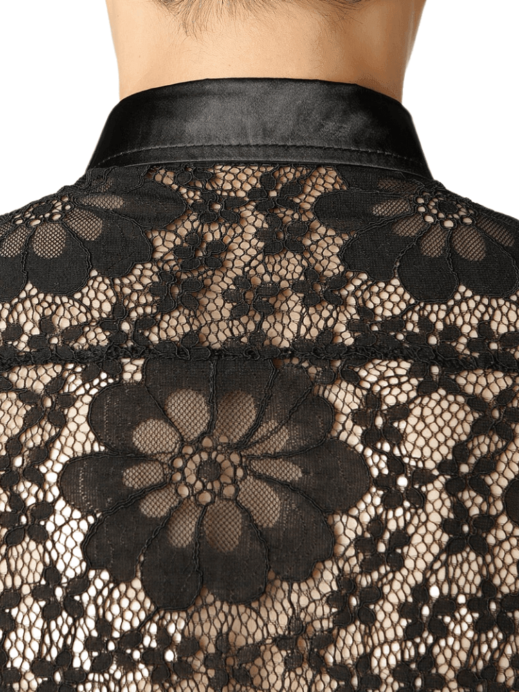 Men's See Through Black Lace Shirt -, Shirts , Drestiny , Australia, Black, Canada, Casual Shirts, Dress Shirts, FR, L, Long Sleeves, M, New Zealand, S, United Kingdom, United States, XL, XXL , Drestiny , www.shopdrestiny.com