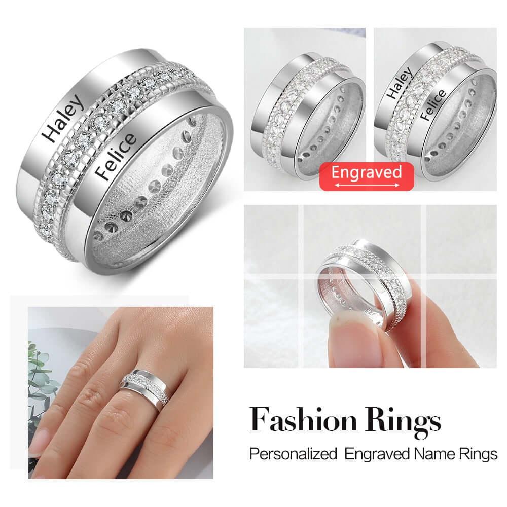 Personalized Engraved Name Rings -, Rings , Drestiny , 10, 11, 12, 6, 7, 8, 9, Australia, Canada, New Zealand, Rings, Silver, United Kingdom, United States , Drestiny , www.shopdrestiny.com