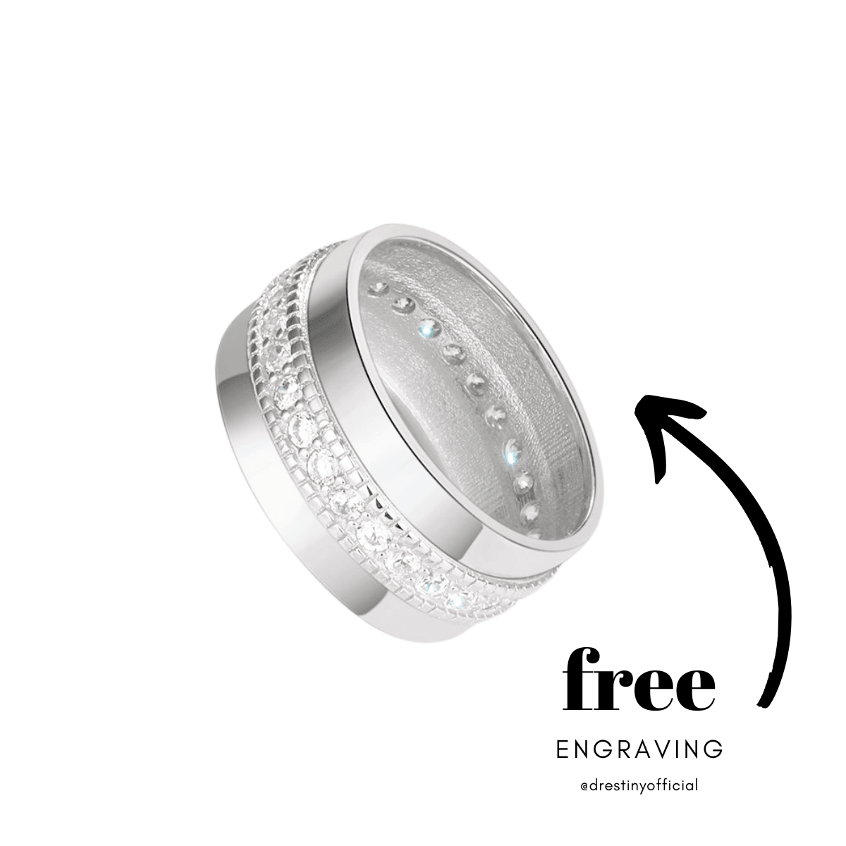 Personalized Engraved Name Rings -, Rings , Drestiny , 10, 11, 12, 6, 7, 8, 9, Australia, Canada, New Zealand, Rings, Silver, United Kingdom, United States , Drestiny , www.shopdrestiny.com