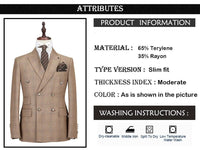 Thumbnail for Men's Double Breasted 2 Piece Plaid Suit -, Suit , Drestiny , 4XL, Australia, Canada, Dark Blue, Dress Pants, Jackets, L, M, New Zealand, S, Suits, Tan, United Kingdom, United States, XL, XS, XXL, XXXL , Drestiny , www.shopdrestiny.com