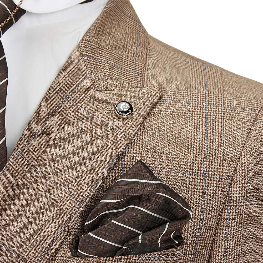 Men's Double Breasted 2 Piece Plaid Suit -, Suit , Drestiny , 4XL, Australia, Canada, Dark Blue, Dress Pants, Jackets, L, M, New Zealand, S, Suits, Tan, United Kingdom, United States, XL, XS, XXL, XXXL , Drestiny , www.shopdrestiny.com