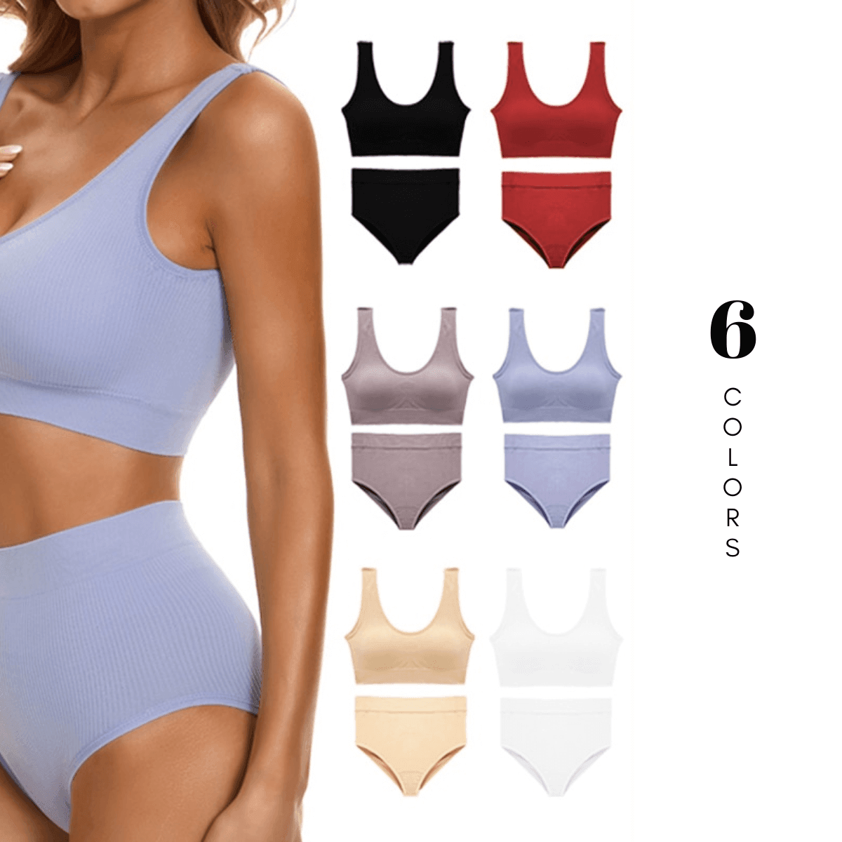 Sexy Seamless Bra + High Waist Panties Set -, Bra Sets , Drestiny , Australia, Black, Bra & Underwear Sets, Bras, Canada, Dark Red, Gender_Women, L, Light Blue, M, New Zealand, Nude, S, United Kingdom, United States, White, XL , Drestiny , www.shopdrestiny.com