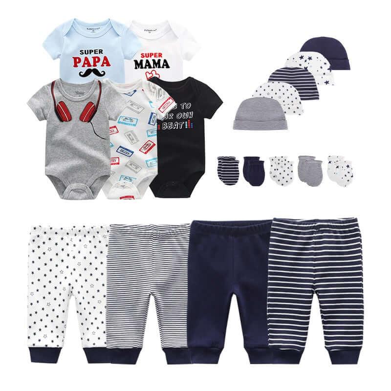 Unisex Bodysuits + Pants + Hats + Gloves Sets -, Sets , Drestiny , 3M, 6M, Australia, Boys, Girls, Gloves, Hats, Pajamas, Pant Sets, Rompers, Sets, Short Sleeves, United Kingdom, United States , Drestiny , www.shopdrestiny.com