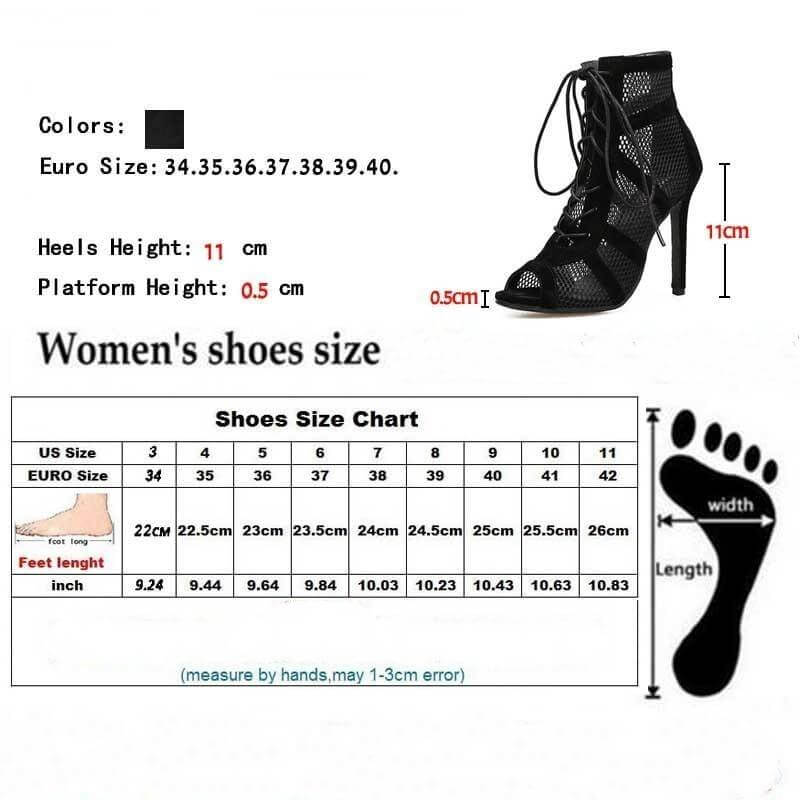 Women's Black Lace Up Mesh Heels -, Ankle Boots , Drestiny , 10, 11, 4, 5, 6, 7, 8, 9, Australia, Black, Canada, Heels, High Heels, New Zealand, Sandals, Stilettos, United Kingdom, United States , Drestiny , www.shopdrestiny.com