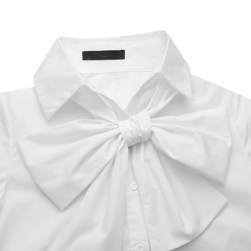 Women's Bow Tie Long Sleeve Blouse -, Shirts & Tops , Drestiny , 4XL, 5XL, Australia, Black, Blouses, Canada, FR, L, Long Sleeves, M, New Zealand, S, United Kingdom, United States, White, XL, XXL, XXXL , Drestiny , www.shopdrestiny.com