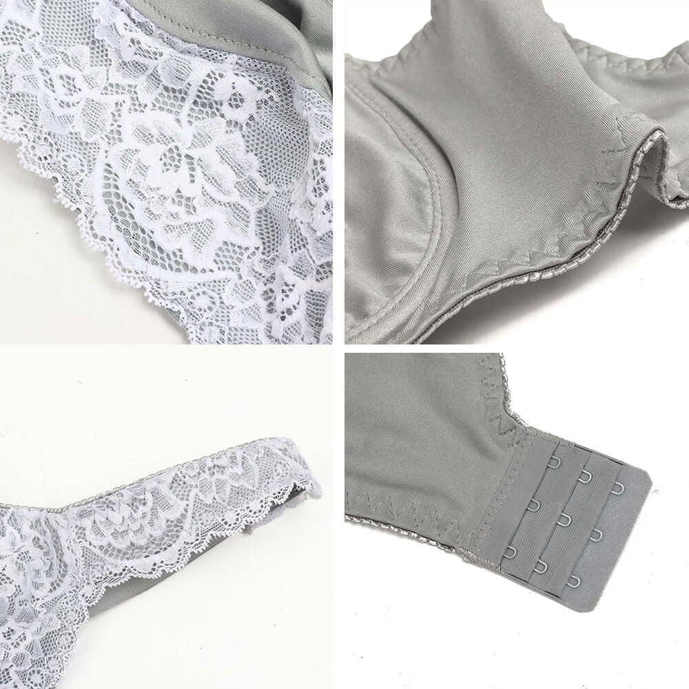 Women's Lace Floral Bra - C34 - J52 Plus Sizes! -, Bras , Drestiny , 34, 36, 38, 40, 42, 44, 46, 48, 50, 52, Australia, Bras, Canada, Grey, New Zealand, United Kingdom, United States, White , Drestiny , www.shopdrestiny.com