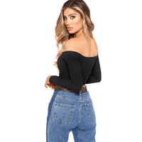 Thumbnail for Women's Long Sleeve Off Shoulder Crop Top -, Crop Top , Drestiny , Australia, Black, Canada, Crop Tops, FR, Gender_Women, L, Long Sleeves, M, New Zealand, Off Shoulder, Red, S, Tomato, United Kingdom, United States, White , Drestiny , www.shopdrestiny.com