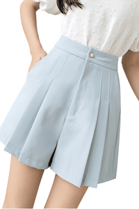 Thumbnail for Women's Pleated High Waist Shorts -, Shorts , Drestiny , Australia, Black, Canada, FR, L, Light Blue, M, S, Shorts, United Kingdom, United States, White, XL , Drestiny , www.shopdrestiny.com